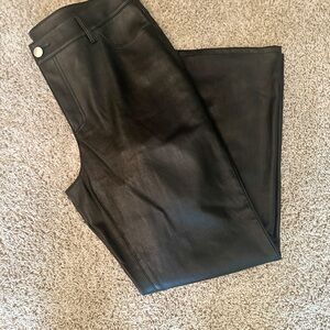 INC International Concepts Black Faux Leather Wide-Leg Jeans